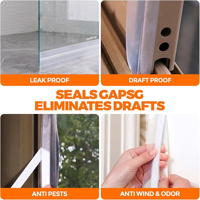 Holikme Weather Stripping Door Seal, Shower Door Bottom Seal, 1.4" W-20Feet | - Image 5