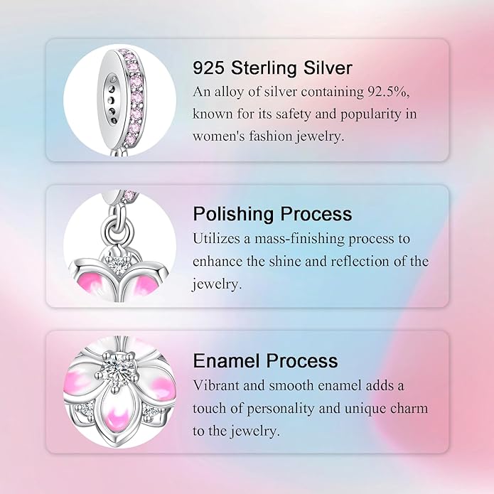Birthday Fashion Love Heart Dangle Charm 925 Sterling Silver Charms fits Bracelets and Necklace Pendant Bead Charms Jewelry Present for Women Family Friends