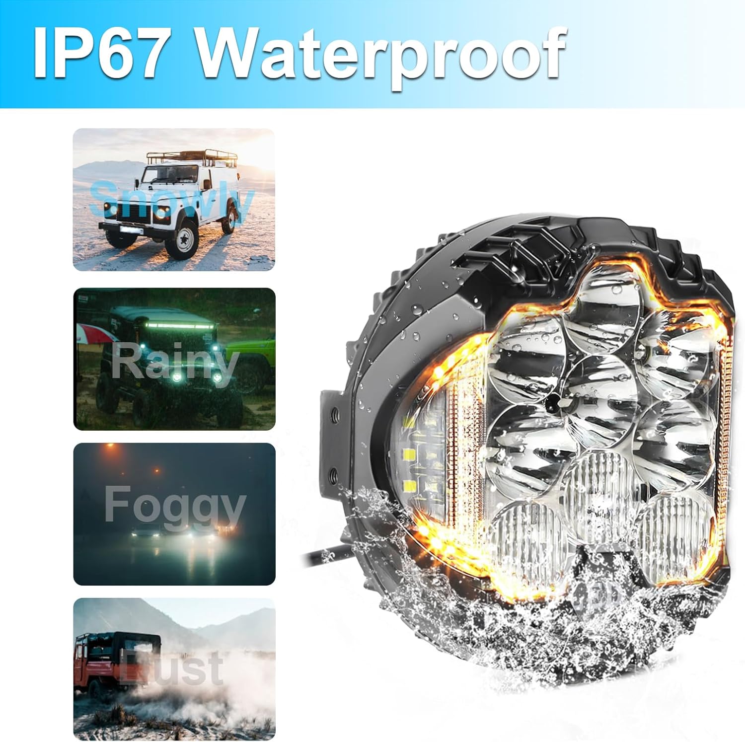 LIGBT 2PCS 5 Inch Round LED Offroad Light with DRL 90W LED Light Pods 270° Wide Range Super Bright White Side Shooter for Pickup Truck ATV UTV SUV