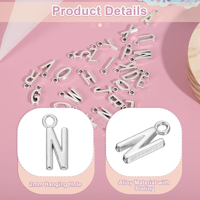 uxcell Letter Charm, Alloy Letter Initial Alphabet Charm for DIY Crafts Jewelry Making Bracelet Earrings Necklace