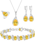 LMXXVJ Jewelry Set for Women,Teardrop Cubic Zirconia Necklace Earrings Adjustable Ring Bracelet Jewelry Set Formal Jewelry Gift