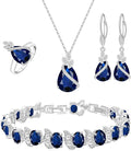 GZWHD Jewelry Set for Women CZ Earrings Necklace Ring Bracelet Set Prom Party Wedding Jewelry Gift for Mother Friend Wife