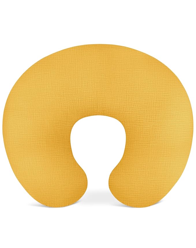 Nursing Pillow Covers, Muslin Nursing Cover for Breastfeeding Pillows, Comfortable for Baby Girls and Boys (Mustard Yellow)