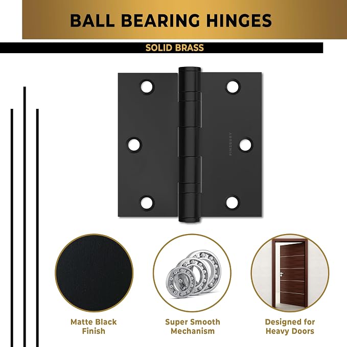 Door Hinge Ball Bearing 3.5 x 3.5 Inches Solid 304 Steel Durable Heavy Duty - Image 4