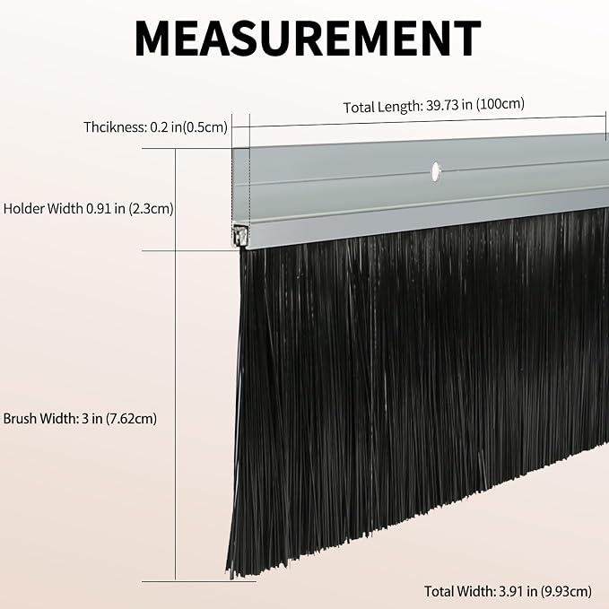 6 Pack Retsun Garage Door Brush Seal 39.37" L x 3" W Bristle, 19.7ft Total | - Image 2