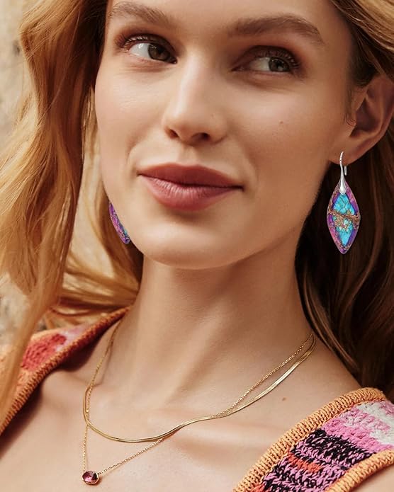 Natural Stone Earrings Multishape Dangle Drop Earrings Boho Stone Earring for Women