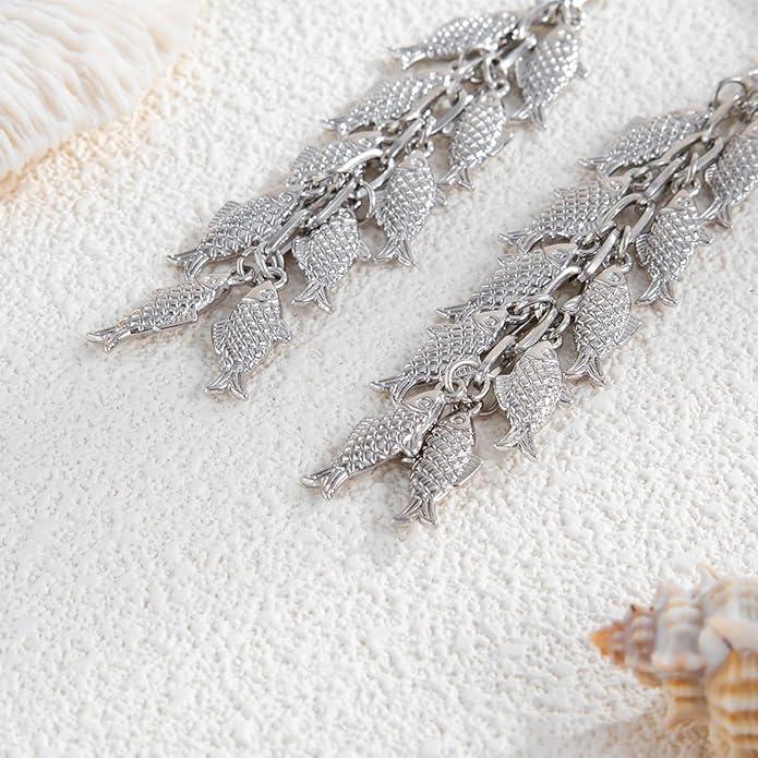 Gold Starfish Shell Earrings for Women with Pearl Beach Seashell Earrings Dangle Summer Vacation Earring for Women Beach Jewelry