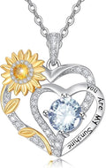 Valentine's Day Gifts for Wife 925 Sterling Silver Double Birthstone Pendant Necklaces I Love You for Always and Forever Necklace Anniversary Birthday Gifts for Wife Girlfriend Mom Her