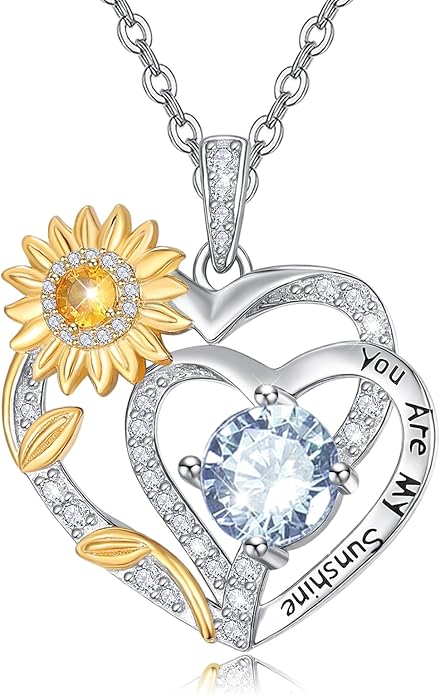 Valentine's Day Gifts for Wife 925 Sterling Silver Double Birthstone Pendant Necklaces I Love You for Always and Forever Necklace Anniversary Birthday Gifts for Wife Girlfriend Mom Her