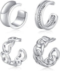 CHIC & ARTSY 925 Sterling Silver Ear Cuffs for Women, Non Piercing Clip On Cartilage Cuffs, Adjustable Fake Conch & Helix Earrings, Gold Plated & Oxidized Various Styles