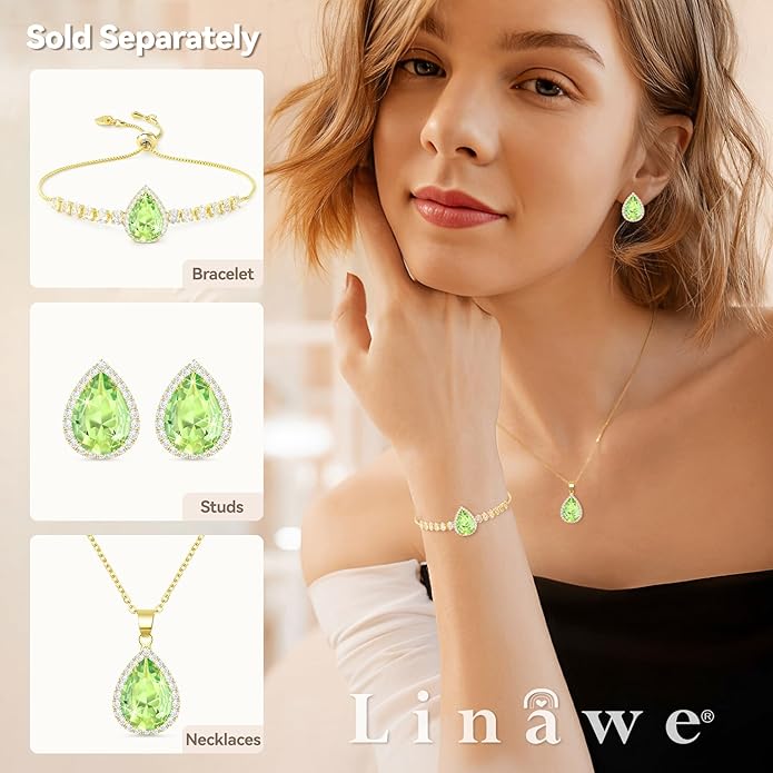 Linawe Women Stud Earrings, Teardrop Diamond Moissanite Cubic Zirconia Earrings Studs Rhinestone Jewelry Gold/Silver/Rose Gold