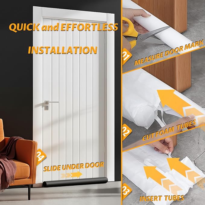 MAXTID Large Door Draft Stopper 32 Inch, Adjustable Twin, Under Door Draft - Image 8