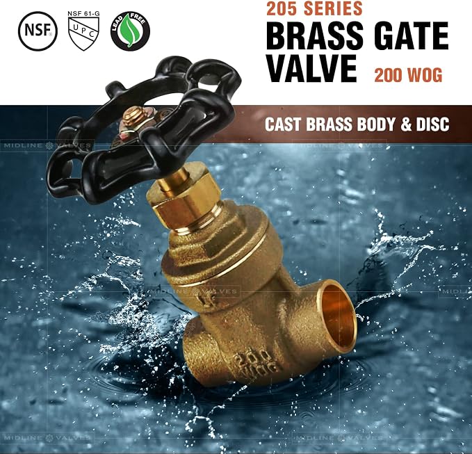 Midline Valve 427D224-5 Gate Valve, Lead Free, 2 in. Sweat Connection, Cast - Image 2