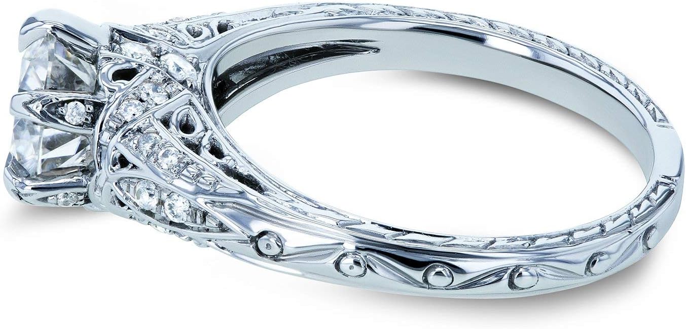 Kobelli Moissanite (GH) 6-Prong Antique Style Engagement Ring 1 1/6 CTW 14k White Gold, 5.5