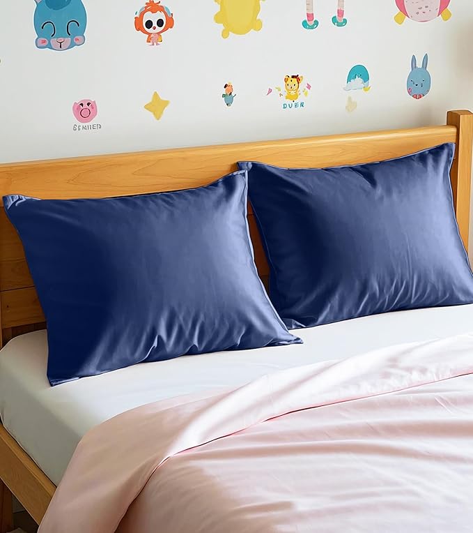Deep Dream Toddler Pillowcases for 13x18 Pillow 2 Pack, 100% Cotton Travel Pillow Case Cover, 600 Thread Count Cotton Pillow Covers, Soft & Breathable Small Pillow Cases Envelope Closure, Navy Blue