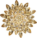 Rhinestone Large Flower Brooches Pins for Women Fashion Sparkly Crystal Sunflower Statement Brooch Unique Wedding Party Suit Dress Jewelry Accessories
