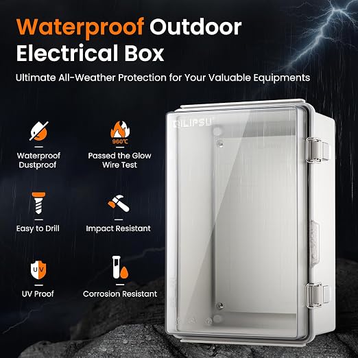 QILIPSU UL94-V0 Outdoor WiFi Enclosure 13.8"x9.9"x5.9" Waterproof Electrical - Image 3