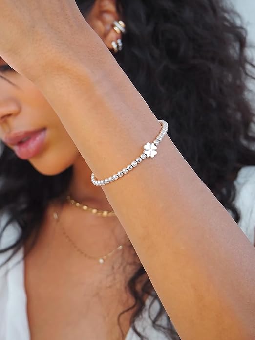 Gold Bracelets for Women 14K Gold Beaded Bracelets Stackable Bracelets for Women Gold Charm Bracelet Non Tarnish Gold Jewelry for Women Trendy