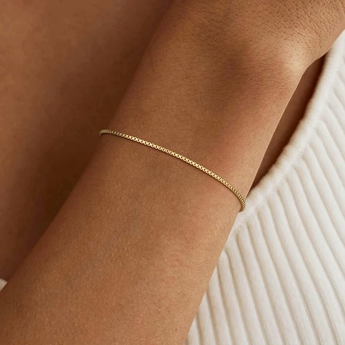 SLOONG Valentines Day Gifts for Her Gold Pearl Bracelets, 18K Real Gold Plated Dainty Stackable Snake Chain CZ Heart Pendant Bracelets, Layered Waterproof Jewelry Gift for Women Adjustable 6"+2"