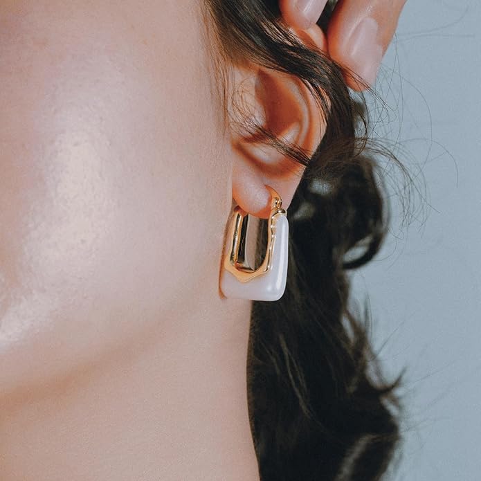 Acrylic Hoop Earrings Chunky Huggie Statement Vintage Earrings Cute Resin Drop Earring Trendy Jewelry Gifts for Women
