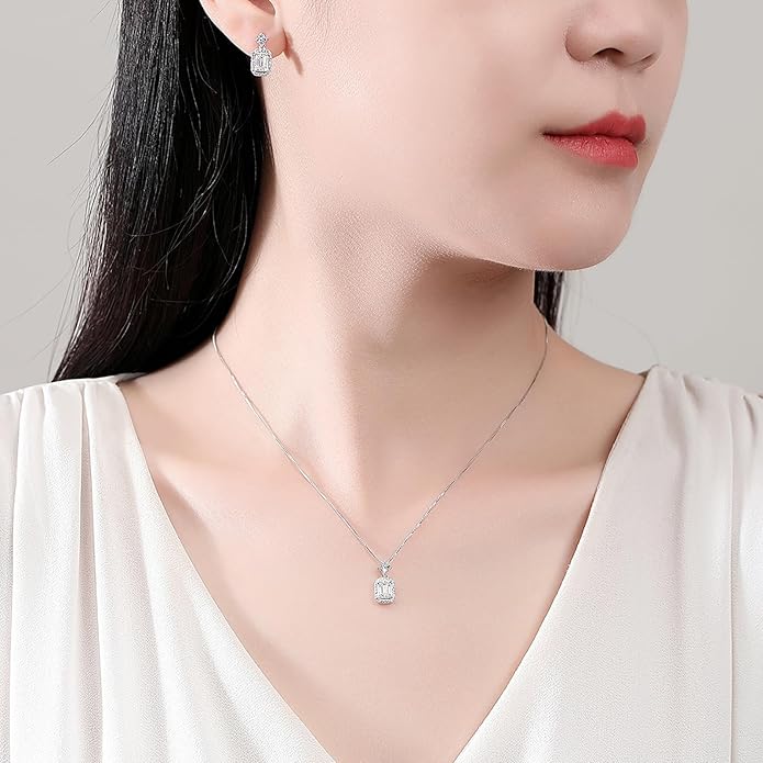 S925 Sterling Silver 0.6ct VVS1 D-Color Diamond Pendant Necklace for Women, Ideal Valentine's Day Gift for Wife