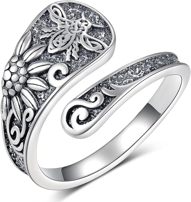 Thumb Rings for Women 925 Sterling Silver Adjustable Spoon Ring Vintage Thumb Jewelry Gifts for Women