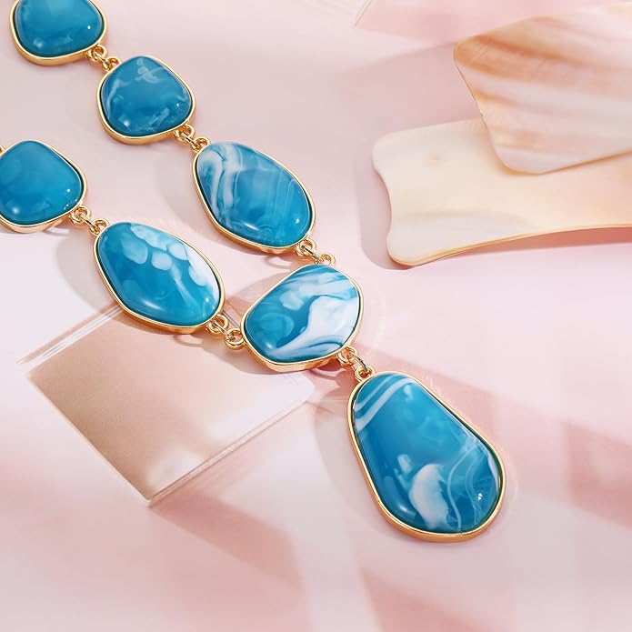 Bocar Bubble Chunky Necklace Alloy Necklace Resin Statement Pendant Necklace for Women