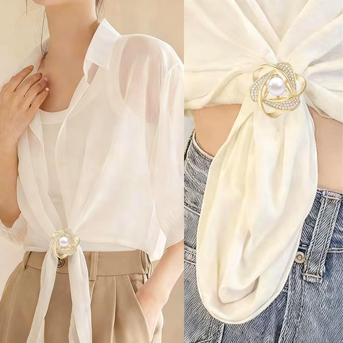 Flower Floral Brooch Pin Pearl Rhinestone Crystal Brooches Pins Scarf Brooch Clip Christmas Lapel Pin Dress Accessories for Women