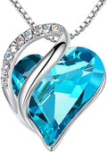Leafael Valentine's Day Gift Necklaces for Women, Infinity Love Birthstone Heart Crystal Pendant, Birthday Anniversary Jewelry for Wife, Mom, and Her, Silver Plated, 18" + 2" Adjustable Chain