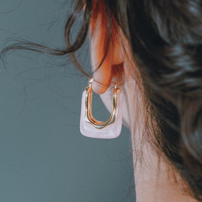 Acrylic Hoop Earrings Chunky Huggie Statement Vintage Earrings Cute Resin Drop Earring Trendy Jewelry Gifts for Women