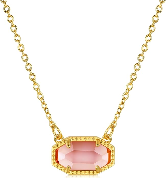 Birthstone Necklace for Women 14K Gold Plated Dainty Pendant Teen Trendy Stuff Jewelry Gift Chain 17+3 Inch
