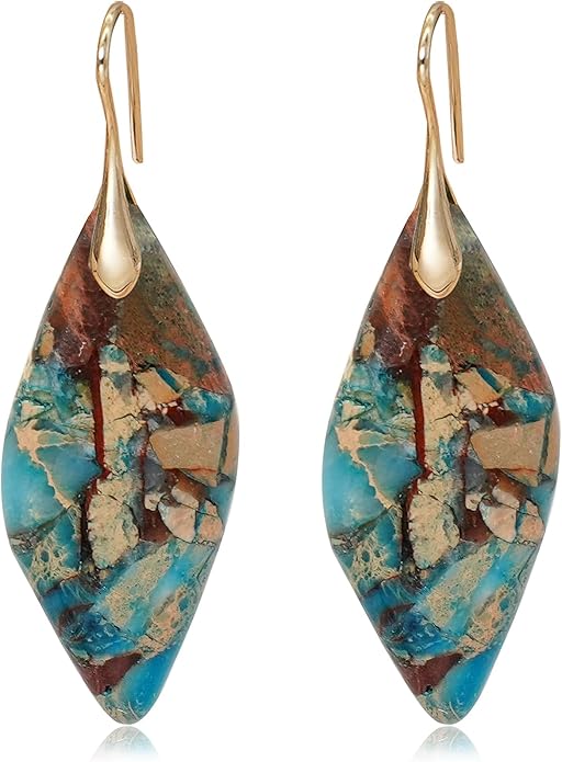 Natural Stone Earrings Multishape Dangle Drop Earrings Boho Stone Earring for Women