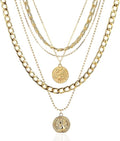 Pirate Necklace Chunky Gold Necklace for Women vintage Pirate Coin Pendant Necklace Fashion Chunky Chain Choker Necklaces Pirate Costume Women Men Jewellery