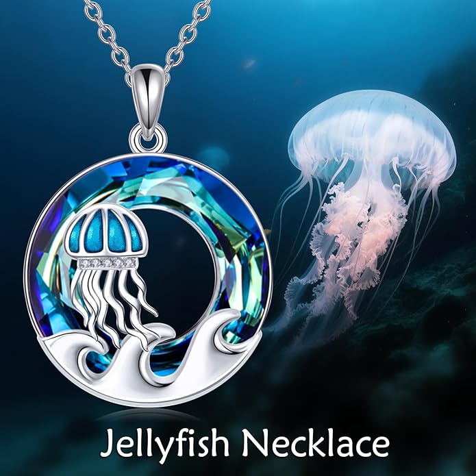 TOUPOP Sea Turtle/Mermaid/Dolphin/Shell/Starfish/Conch/Seahorse Necklace for Women Sterling Silver Ocean Pendant Necklace with Crystal Ocean Beach Charm Jewelry Birthday Christmas Gifts
