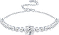3CT Oval Moissanite Link Bracelet, 8x10mm Oval Cut D Color VVS1 925 Sterling Silver Adjustable Moissanite Bracelets for Women Mom Birthday Jewelry Gifts