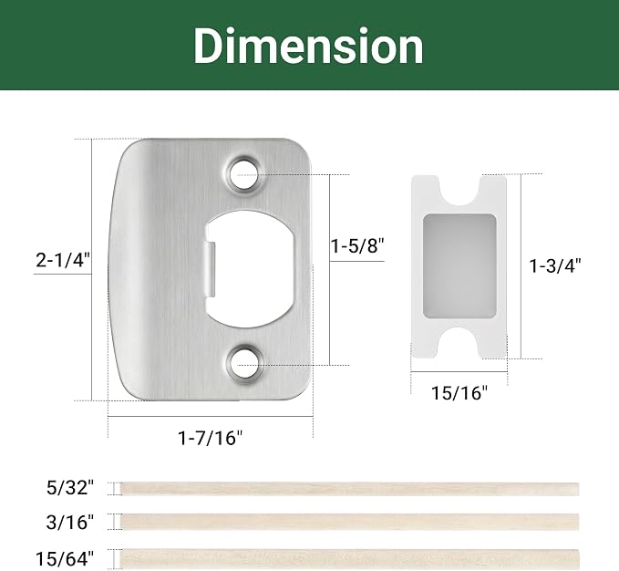 Door Strike Plate Univeral 2-1/4"x1-3/4" Door Lock Strike Plate, 2 Pack | - Image 2