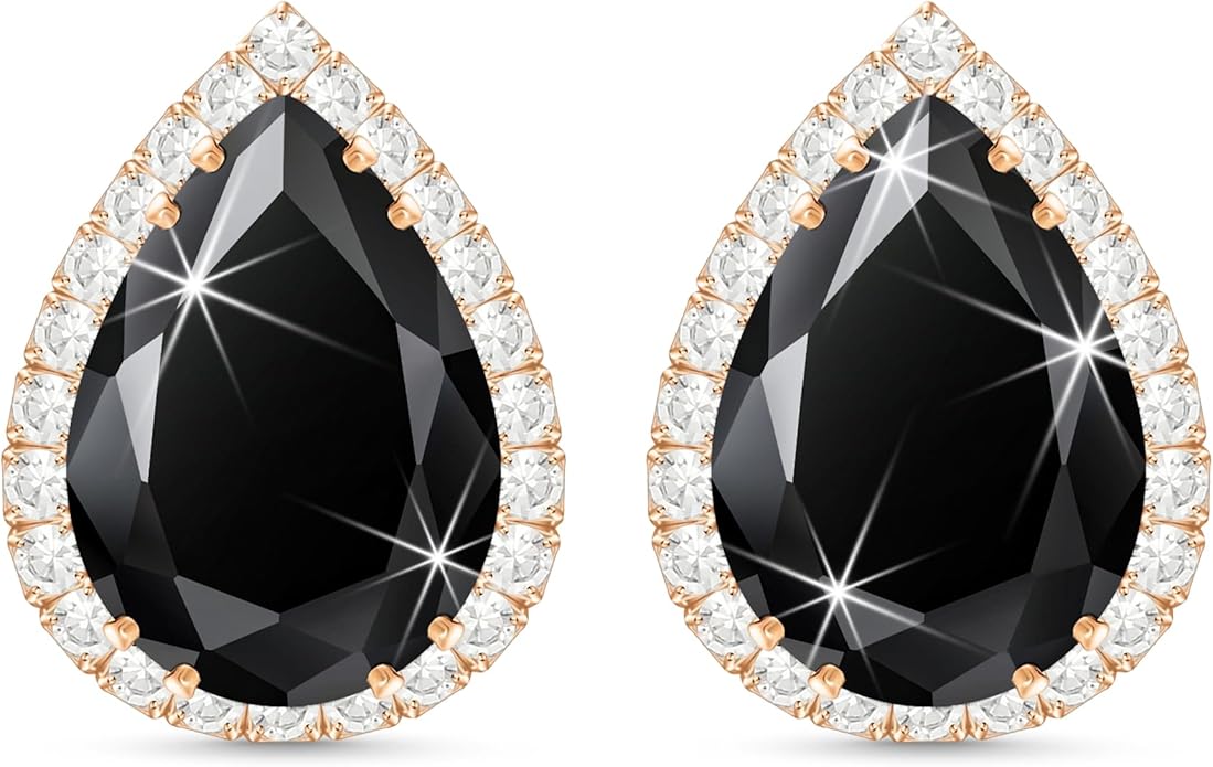 Linawe Women Stud Earrings, Teardrop Diamond Moissanite Cubic Zirconia Earrings Studs Rhinestone Jewelry Gold/Silver/Rose Gold