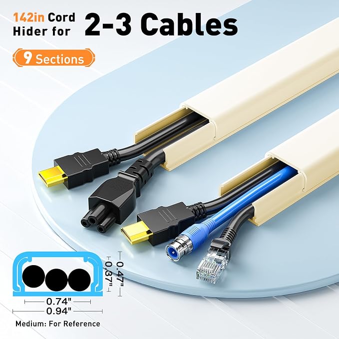 Delamu Cord Hider, 142in Cable Hider, Cord Covers - Image 2