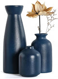 CEMABT Ceramic Blue Vases Set of 3 Small Flower Vases by CEMABT