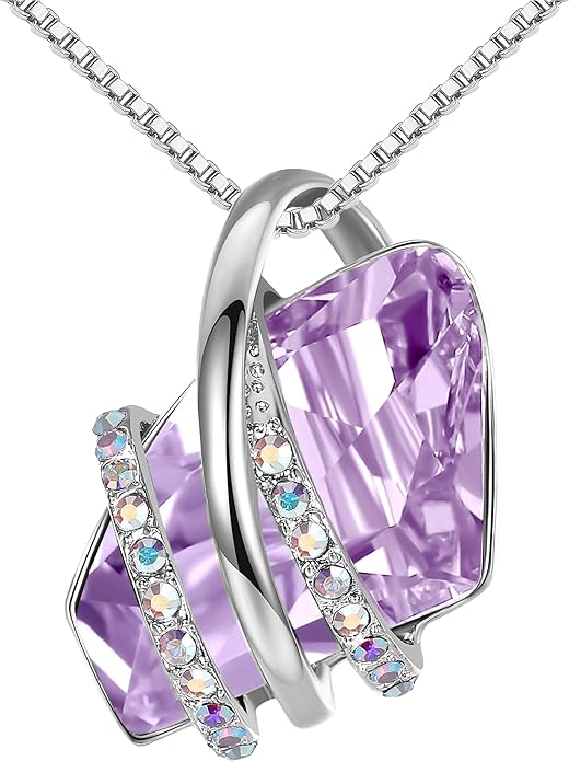 Leafael Wish Stone Pendant Necklace with Birthstone Crystal, 18K Rose Gold Plated/Silvertone, 18" + 2"