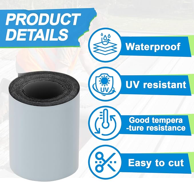 8in x 16.5ft Roof Waterproof Tape, Heavy Duty TPU Self-Adhesive Leak Repair - Image 3