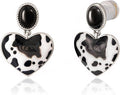 Wrangler Western Heart Drop Dangle Earrings for Women Statement 14k Gold Turquoise Cow Print Cowgirl Trendy Jewelry