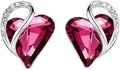 Leafael Infinity love Heart Birthstone Stud Earrings for Women, Valentine's Day Gifts for Mom, Wife, and Her, Silver Plated Birthday Jewelry