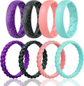 Egnaro Women's Bridal Rings Sets, Inner Arc Ergonomic Breathable Design Silicone Rubber Wedding Bands