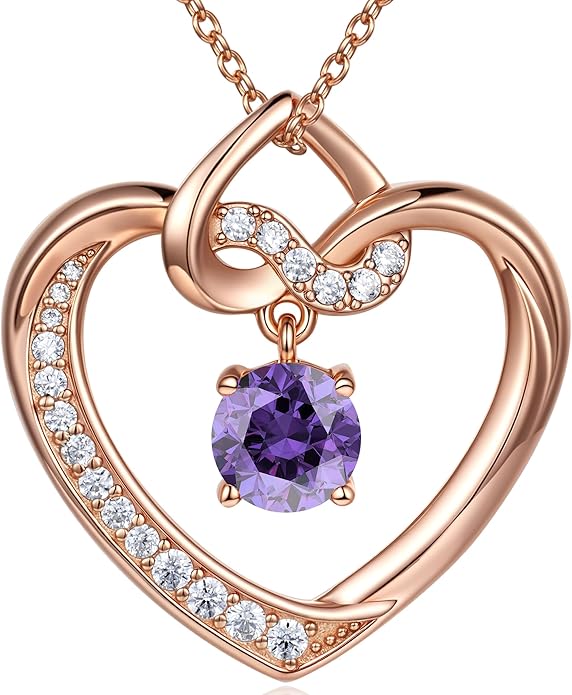 Heart Birthstone Necklaces Gifts for Women Wife, Jewelry for Women Wedding Anniversary Birthday Gifts for Wife Girlfriend Mom Christmas Valentines Gifts S925 Sterling Silver
