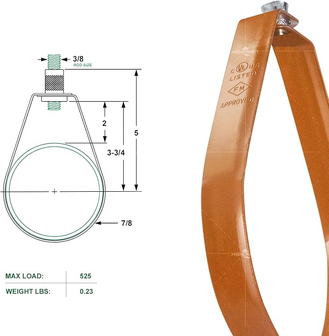 Highcraft ITS-FD03 Swivel Loop Pipe Hanger, Copper Epoxy Coated Steel, 3 in. - Image 7