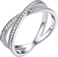 Bestyle 925 Sterling Silver Simulated Diamond CZ Criss Cross Ring for Women, Infinity Love Statement Rings CZ Eternity Engagement Wedding Band Ring for Her