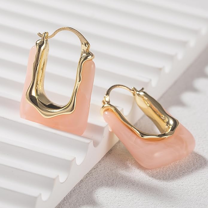 Acrylic Hoop Earrings Chunky Huggie Statement Vintage Earrings Cute Resin Drop Earring Trendy Jewelry Gifts for Women