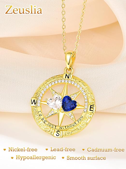 Valentine's Day Gifts for Wife 925 Sterling Silver Double Birthstone Pendant Necklaces I Love You for Always and Forever Necklace Anniversary Birthday Gifts for Wife Girlfriend Mom Her