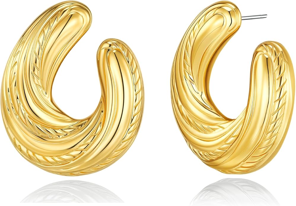 SNGIA18K Gold Plated Dangle Textured Ribbed Irregular Large Leaf Statement Earrings for Women by SNGIA, Handmade Dramatic Geometric Trendy Summer Drop Leaf Flower Jewelry Gifts, Bold Beachy Vintage Plant Fashion Drop Accessories, Vintage Nickle Free Fl...